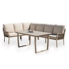 Tierra Outdoor 3-delig LIV LOUNGE DINING SET - LEFT - CHAMPAGNE - NAVAJO WHITE -  Met tafel HPL OPHIRA