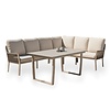 Tierra Outdoor 3-delig LIV LOUNGE DINING SET - RIGHT - CHAMPAGNE - NAVAJO WHITE -  Met tafel HPL OPHIRA