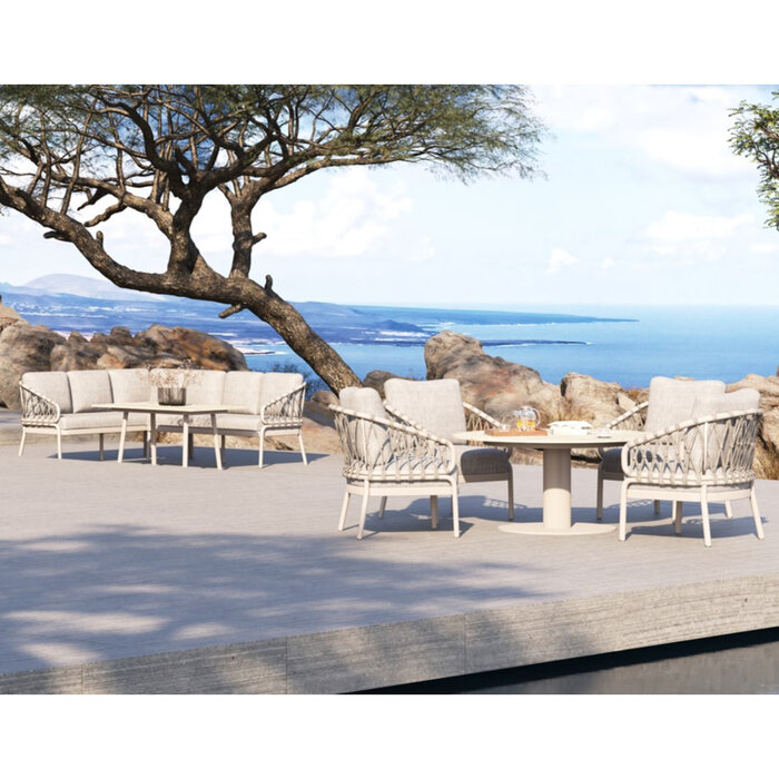 Tierra Outdoor Tierra Outdoor Natal Lounge Dining Set Right Creme White - Dove cushions - TO-5579