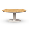 Tierra Outdoor Low Dining Table MORENO - 150cm round - White frame - Teak top - TO-5685