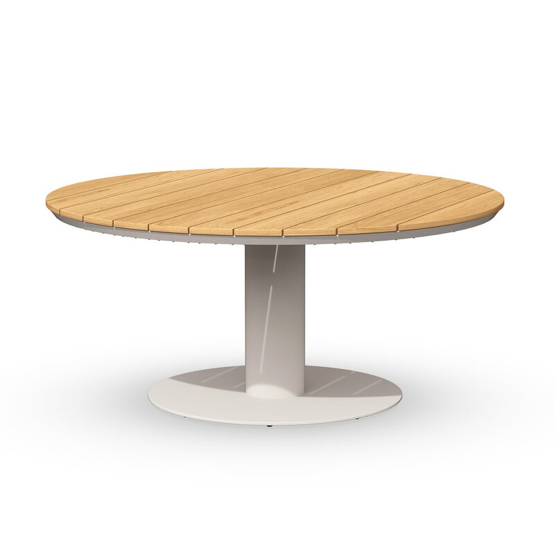 Tierra Outdoor Tierra Outdoor Low Dining Table MORENO - 150cm round - White frame - Teak top - TO-5685