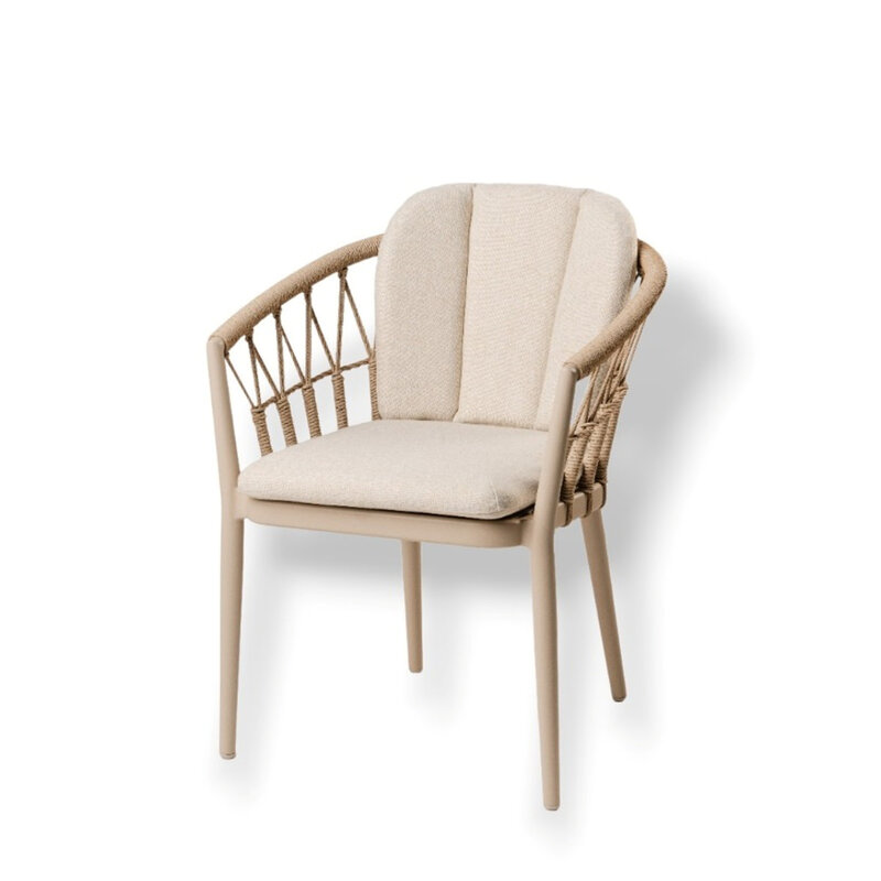 Tierra Outdoor Tierra Outdoor SantaFe Dining Chair Champagne - Navajo White cushions - TO-00936