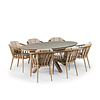 Tierra Outdoor 7-piece diningset with SantaFe armchairs champagne - and Oblong table oval 200x110cm with Bergamo HPL top