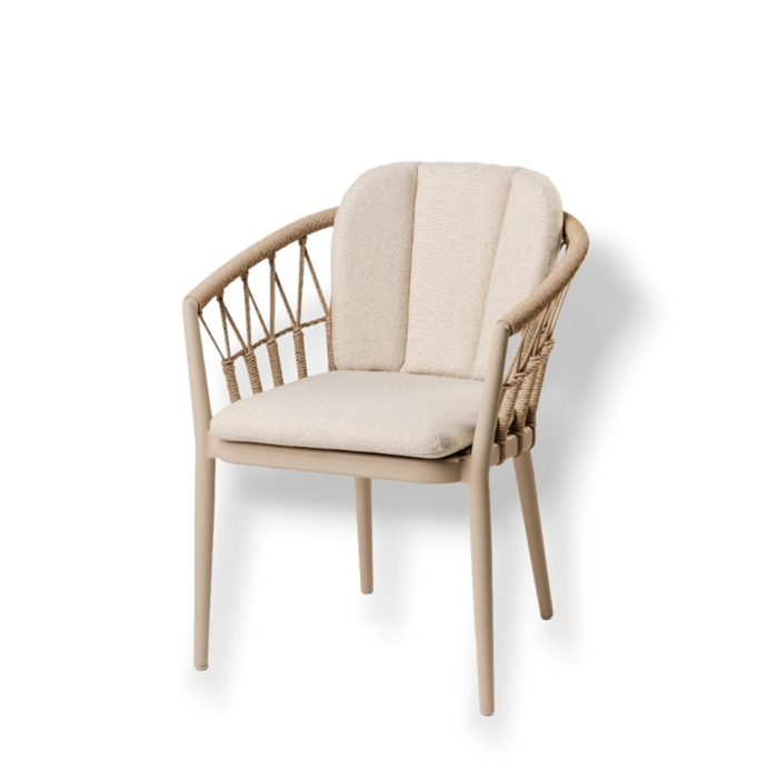 Hamilton Bay Outdoor Tierra Outdoor 7-delig tuinset met SantaFe armstoel champagne - ovale Oblong tafel ovaal 200x110cm met Bergamo HPL blad