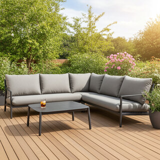 Tierra Outdoor Tierra Outdoor Monti Lounge Corner Set Grey -Charcoal cushions - TO-7311