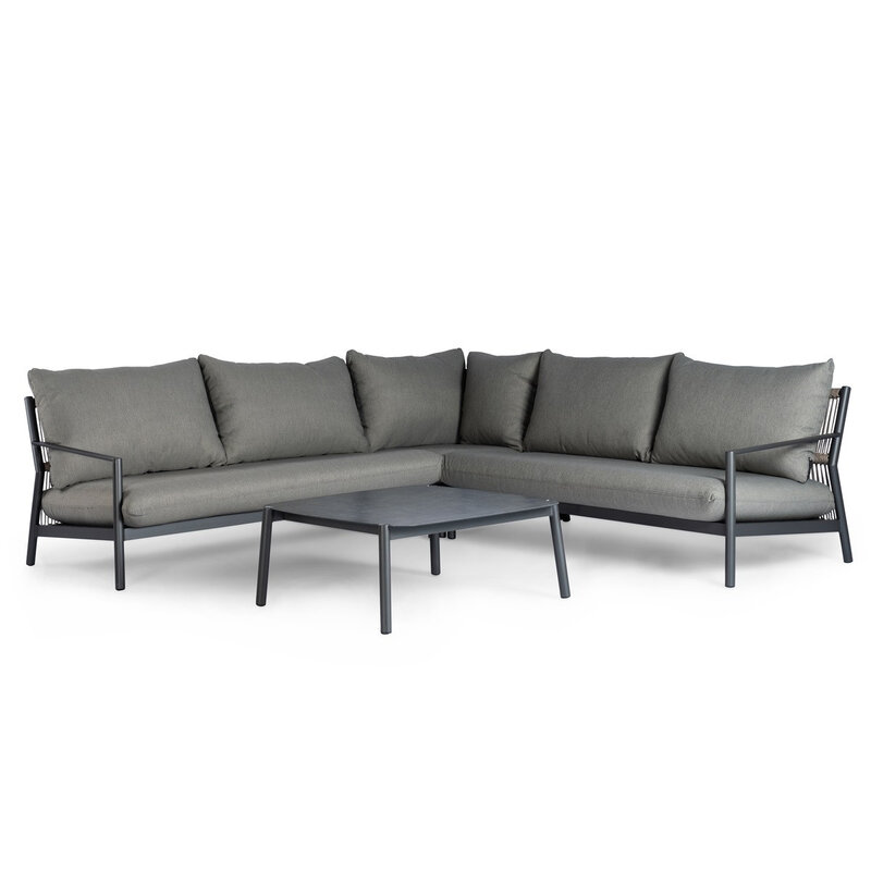 Tierra Outdoor Tierra Outdoor Monti Lounge Corner Set Grey -Charcoal cushions - TO-7311