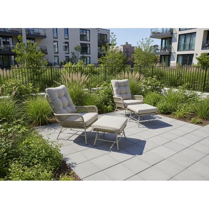 Tierra Outdoor Amigo Levante Bistro chair and footstool set Champagne - TO-01312