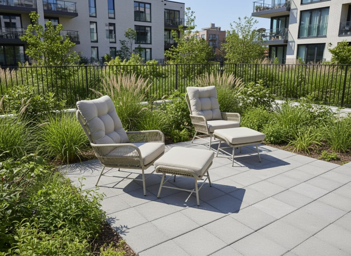 Tierra Outdoor Amigo Levante Bistro chair and footstool set Champagne - TO-01312