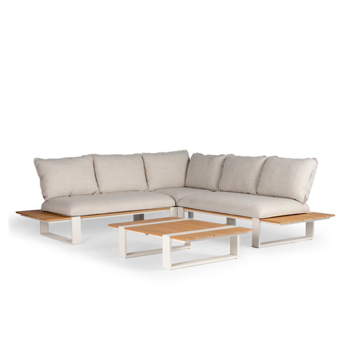 Tierra Outdoor Tierra Outdoor Seto Teak Lounge Set Creme White / Dove – 247 × 247 cm