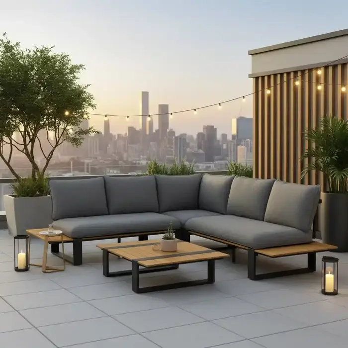 Tierra Outdoor Tierra Outdoor Seto Lounge Set Complete Grey - Ash Grey cushions - TO-8638