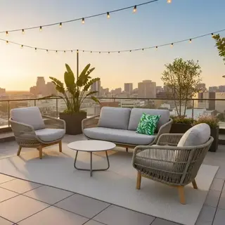 Callisto Callisto 5-piece Preston lounge 2-SEATER sofa set Natural - with Girona coffee table set