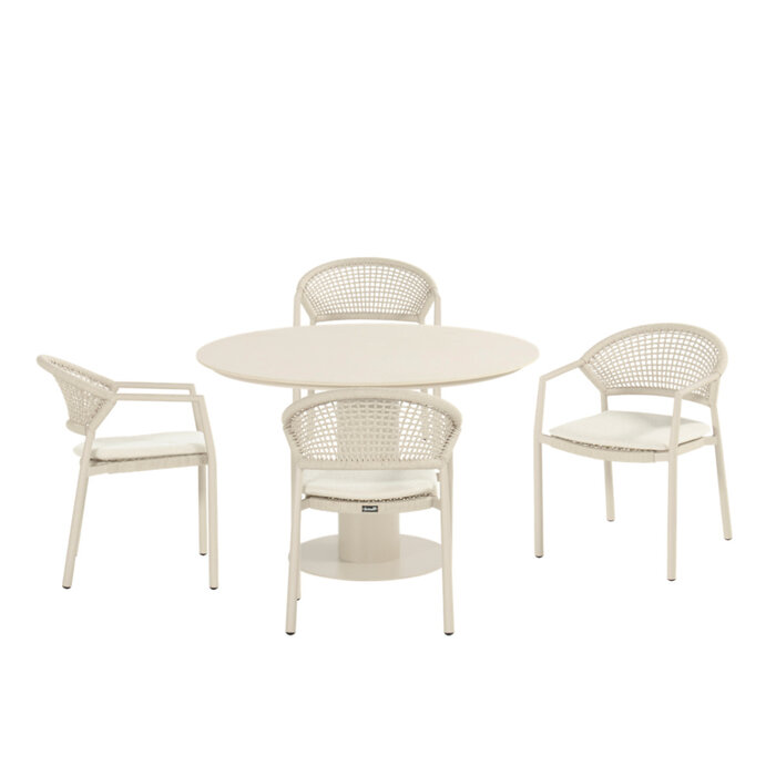 Hartman Hartman Girona Round Dining Garden Table 120 cm – Sand-Coloured Frame with Beige Tabletop