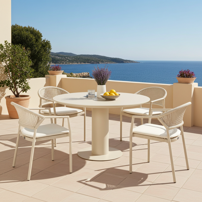 Hartman Hartman Girona ronde dining tuintafel 120cm zandkleur frame beige blad