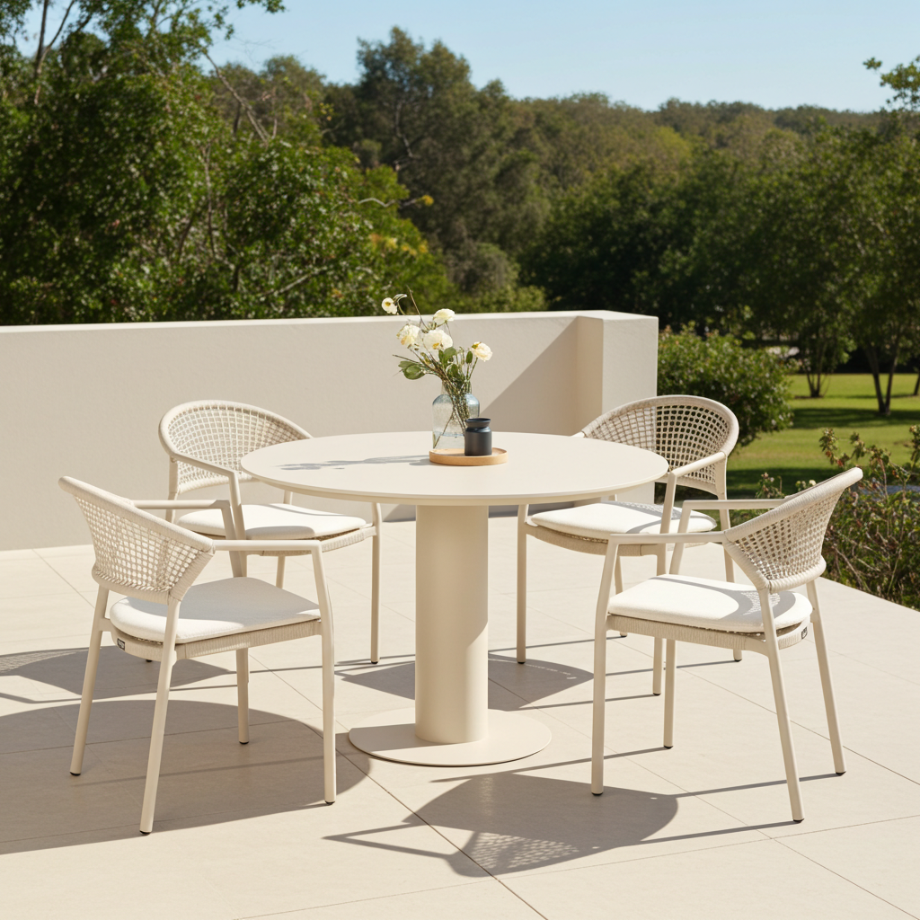Hartman Hartman  5-piece dining set TARAGONA SAND with Girona table 120cm ceramic top