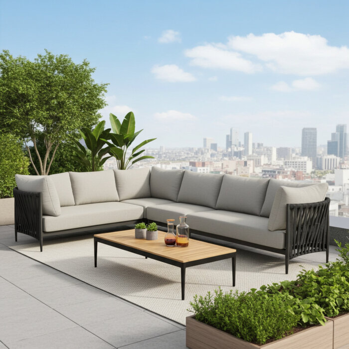 Tierra Outdoor Tierra Outdoor CADOZO 4-delige Lounge XL Set LEFT black -charcoal grey cushions incl. tafel