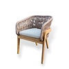 Callisto Batur diningchair natural rope - teak - white cushions