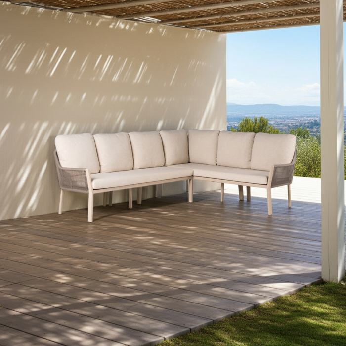 Tierra Outdoor Tierra Outdoor 2-piece LIV LOUNGE DINING SET - RIGHT - CHAMPAGNE - NAVAJO WHITE