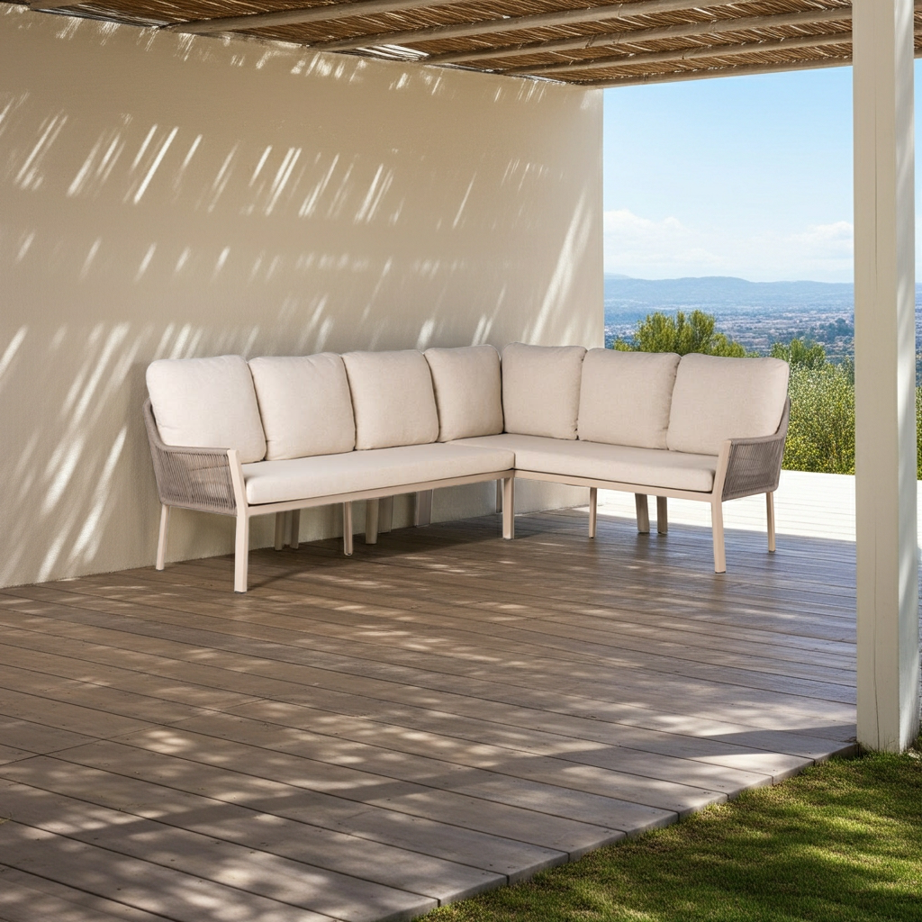 Tierra Outdoor Tierra Outdoor 2-piece LIV LOUNGE DINING SET - RIGHT - CHAMPAGNE - NAVAJO WHITE