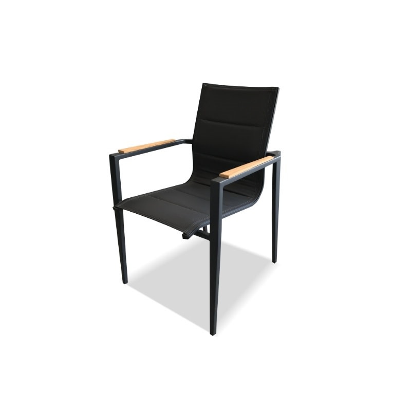 Hamilton Bay Outdoor Hamilton Bay OUTDOOR Aurora alu. Dining Chair dark gray sling +teak,