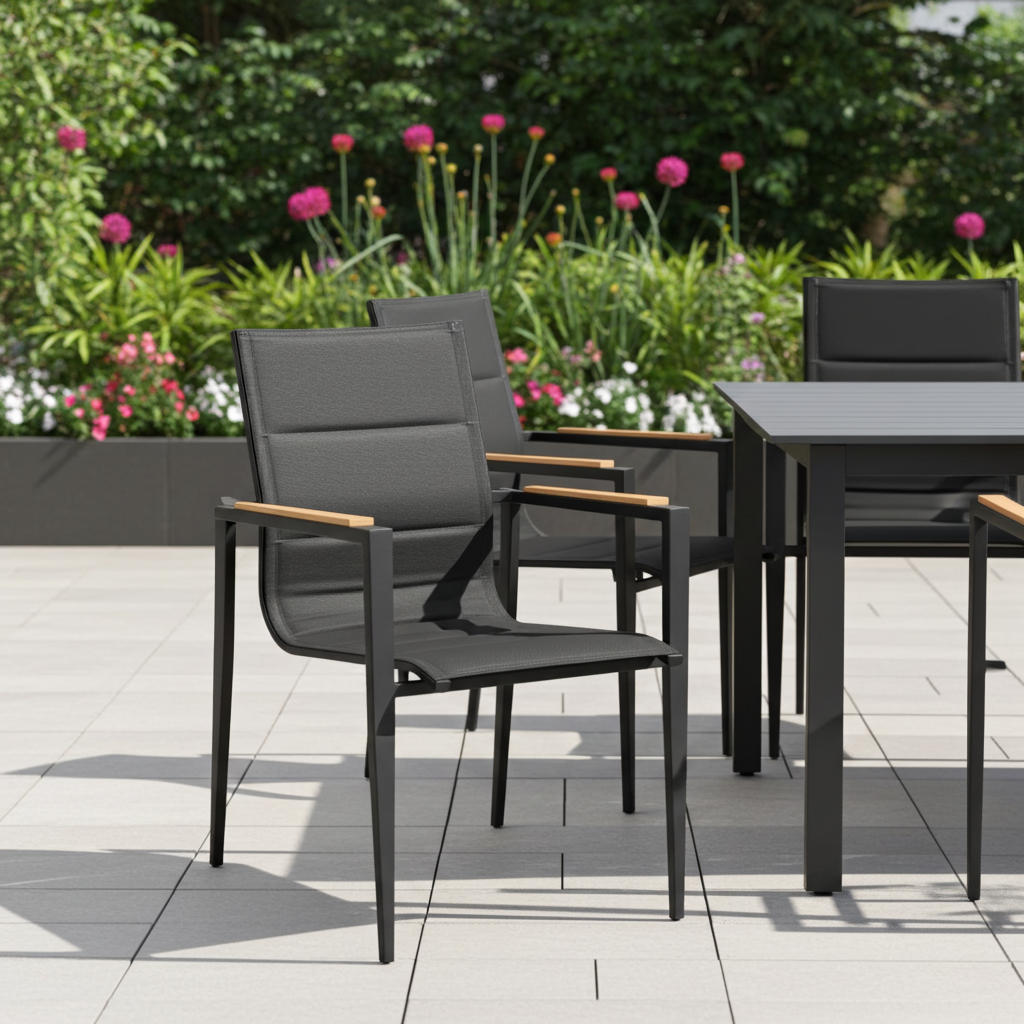 Hamilton Bay Outdoor Hamilton Bay OUTDOOR Aurora alu. Dining Chair dark gray sling +teak,