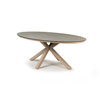 Tierra Outdoor Tierra Outdoor OBLONG Dining Table OVAL small 200x110 cm - Champagne frame - Ophira HPL top - TO-01193