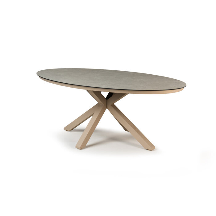 Tierra Outdoor Tierra Outdoor OBLONG Dining Table OVAL small 200x110 cm - Champagne frame - Ophira HPL top - TO-01379