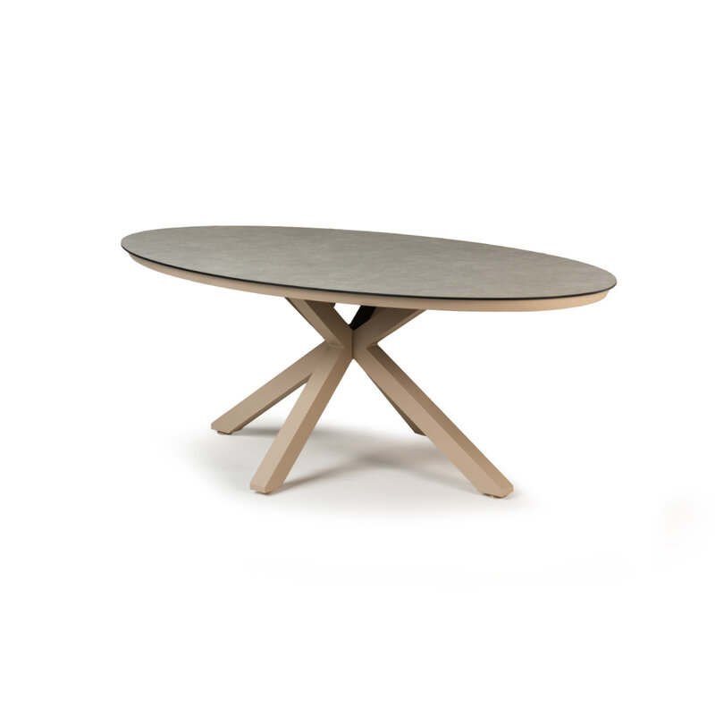 Tierra Outdoor Tierra Outdoor OBLONG Dining Table OVAL small 200x110 cm - Champagne frame - Ophira HPL top - TO-01379