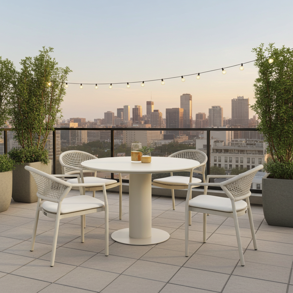 Hartman Hartman  5-delige dining set TARAGONA SAND met tafel Girona 120cm met ceramic top