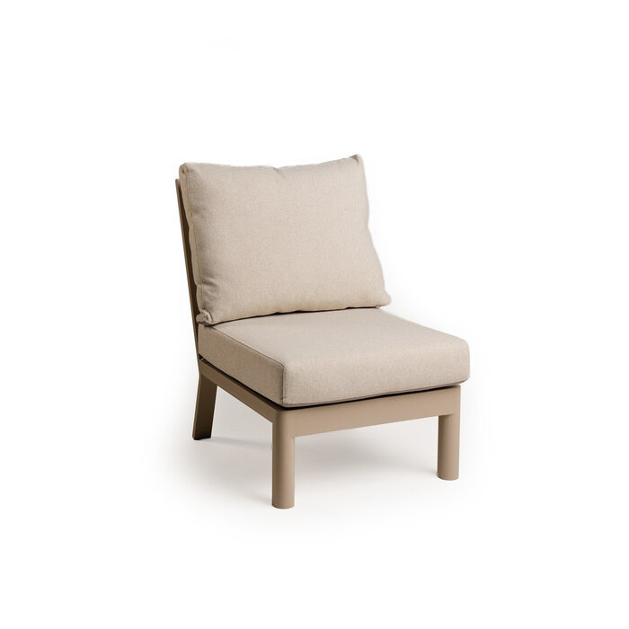 Tierra Outdoor Tierra Outdoor Sevilla 5-delige XL set met SMALL corner Champagne frame - Navajo White kussens - OPHIRA HPL blad