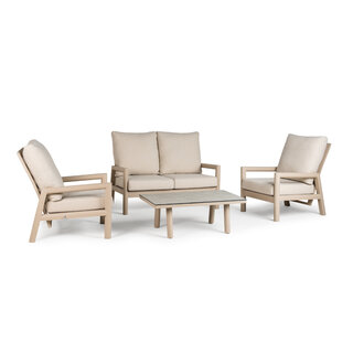 Tierra Outdoor Tierra Outdoor Sevilla 4-delige Two-seater SOFA SET Champagne frame - Navajo White kussens - OPHIRA HPL blad
