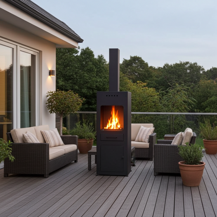 Enjoyfires wood stove model BOOZ, 160cm black, metal - end of collection