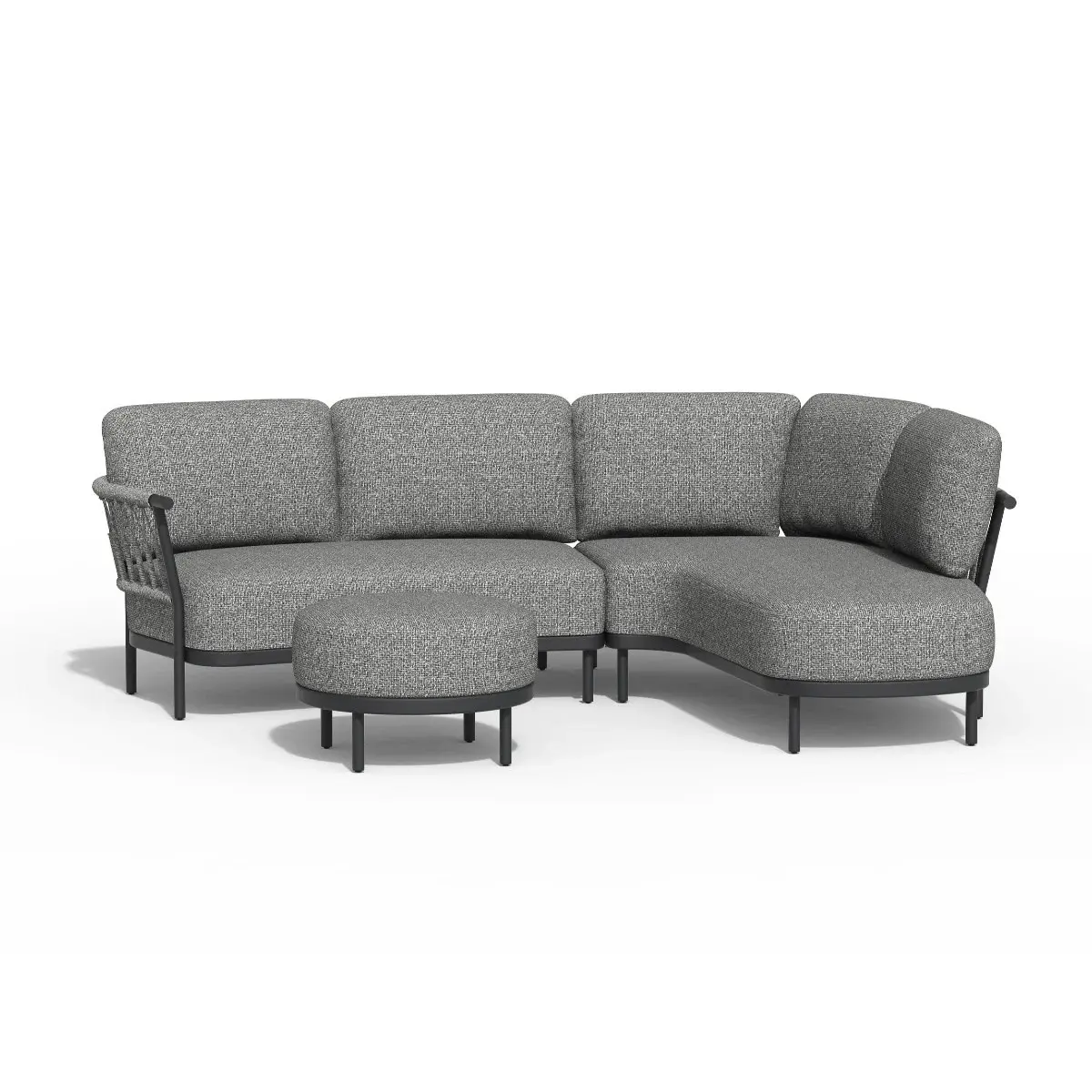 Tierra Outdoor Tierra Outdoor Fresca Lounge Hocker/ Coffee Table Grey 70cm round -Charcoal Grey cushions - TO-7713