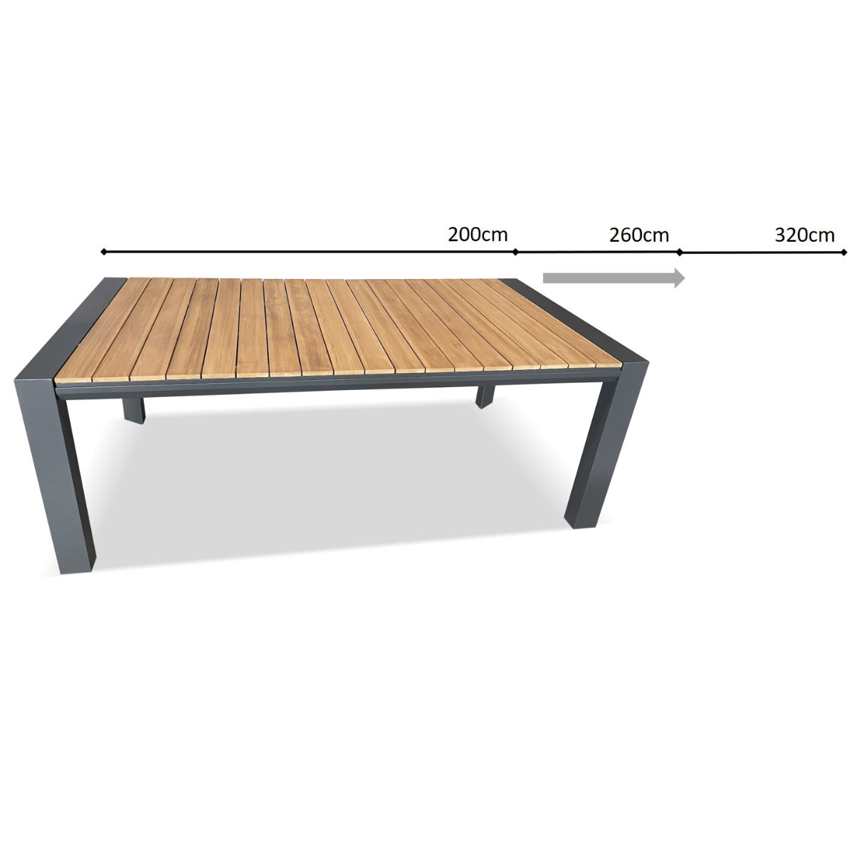 Hamilton Bay Outdoor Hamilton Bay OUTDOOR  double extension table SAMOS 200/260/320*100cm charcoal