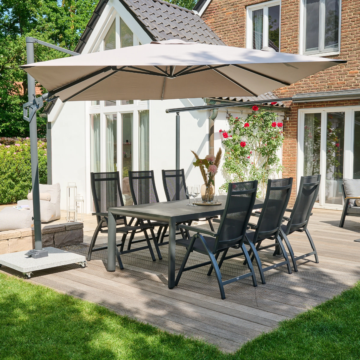 Siena Garden TAYLOR recliner adjustable Aluminum frame and arm rests -  Grey sling