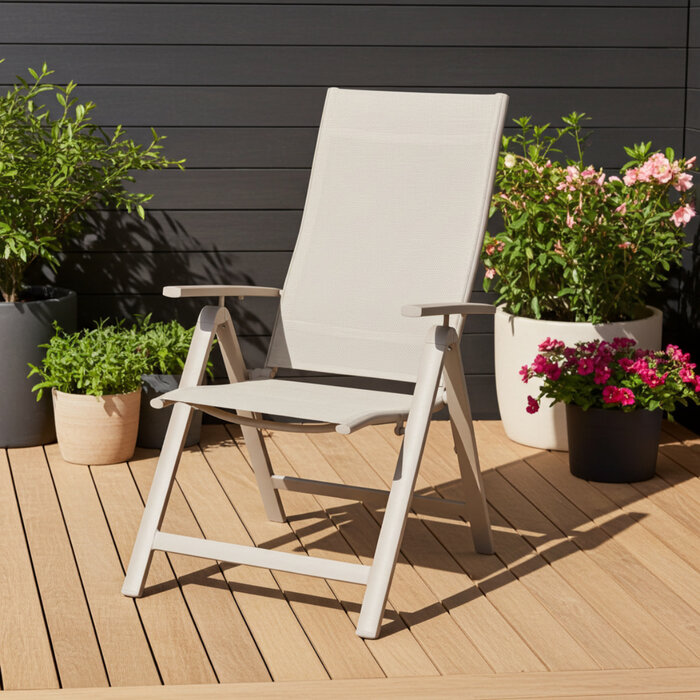 Tierra Outdoor Tierra Outdoor AVENTO recliner w. alu armrests - Champagne frame - champagne textileen