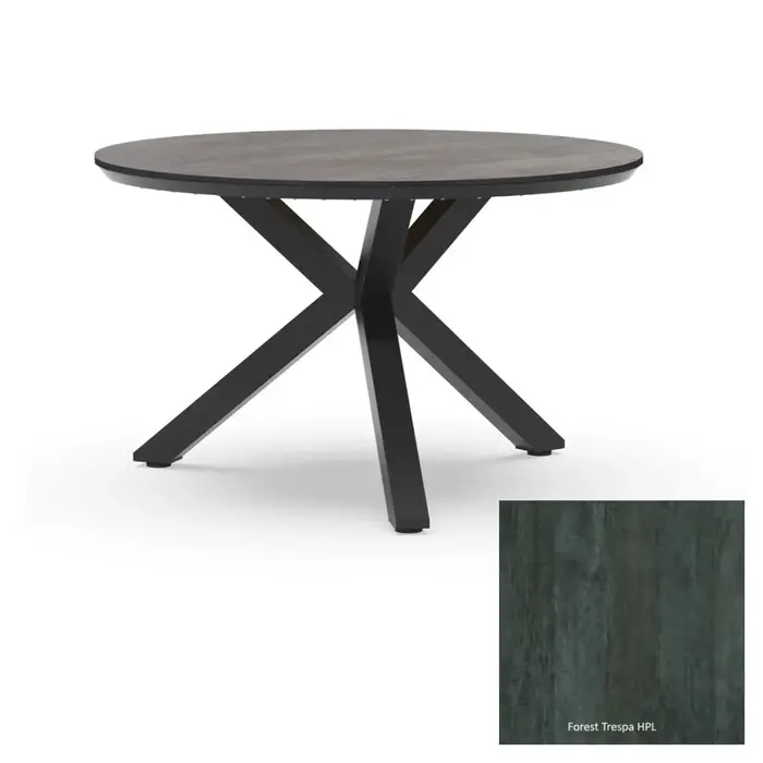 Hartman Hartman-Tierra 5-delig tuinset Aruba standenstoel xerix met ORBITAL tafel 120cm rond - antraciet + HPL forest blad