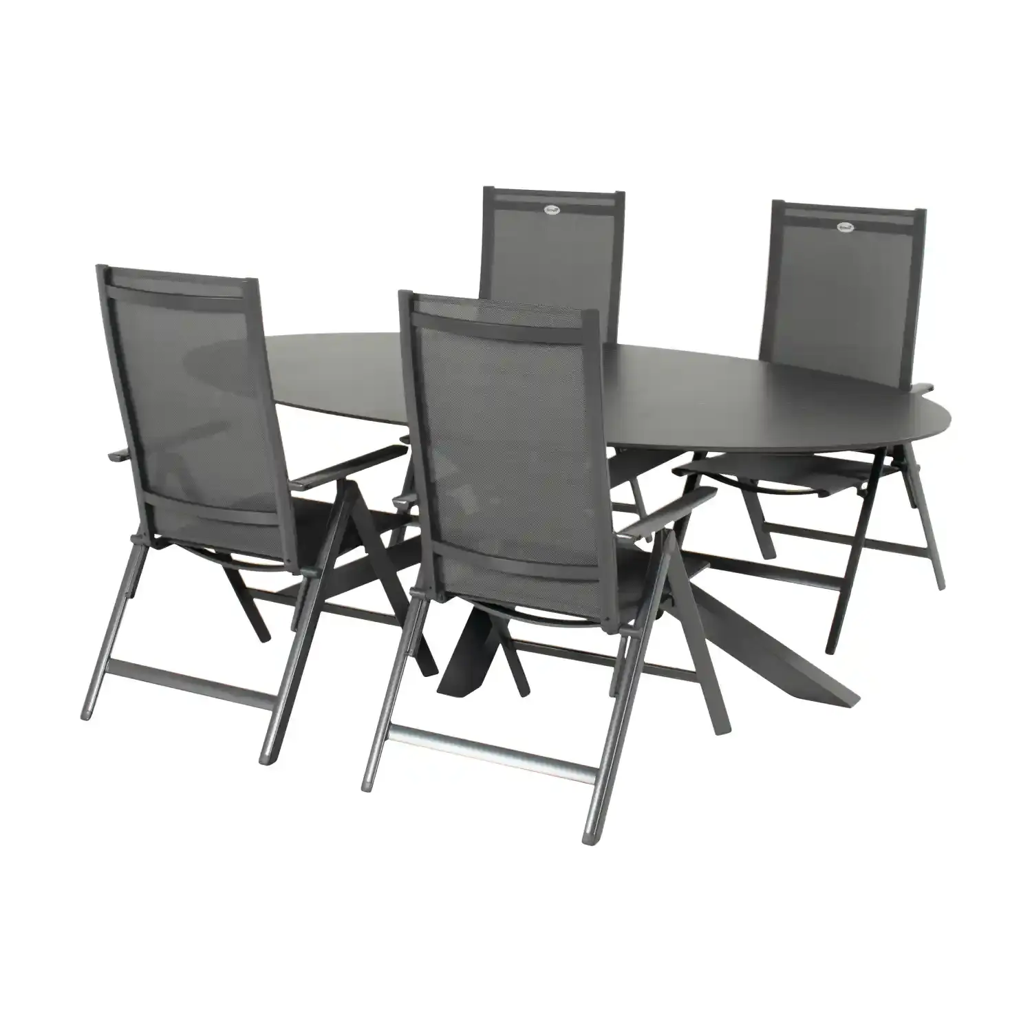 Hamilton Bay Outdoor Hartman 5-piece garden set with four Aruba recliners and a Xander table 220x120 ceramic top, Xerix dark grey