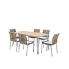 Hamilton Bay 7-piece dining set Friendly diningchair white-natural and MIKA table +teak 182x92cm