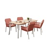 5-piece garden set LIV wit- Lobster red and MIKA table +teak 182x92cm