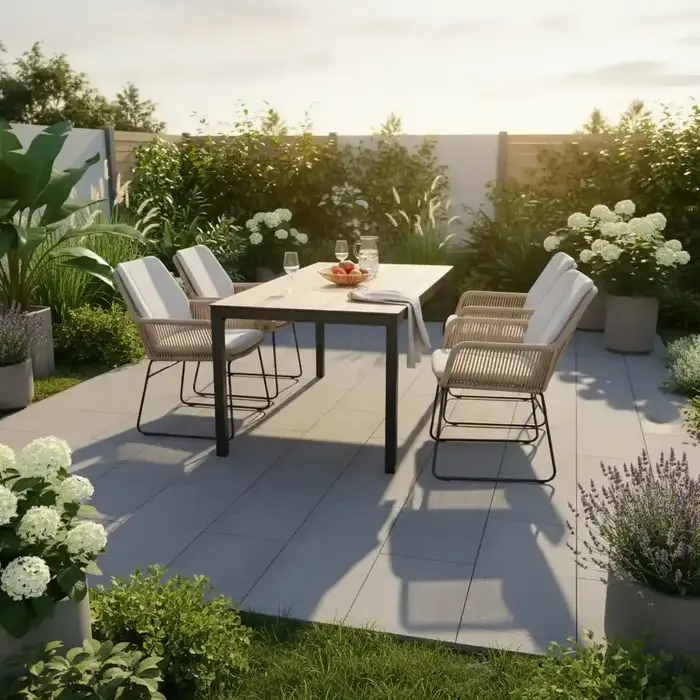 Hamilton Bay Outdoor Tierra-Hamilton Bay 5-piece dining set Jazz armchair and BRIGA table 160x90cm dark grey + HPL Bergamo