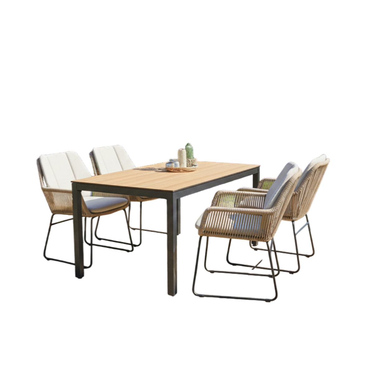 Hamilton Bay Outdoor Tierra-Hamilton Bay 5-delig tuinset Jazz armstoel en BRIGA tafel 160x90cm antraciet + HPL Bergamo