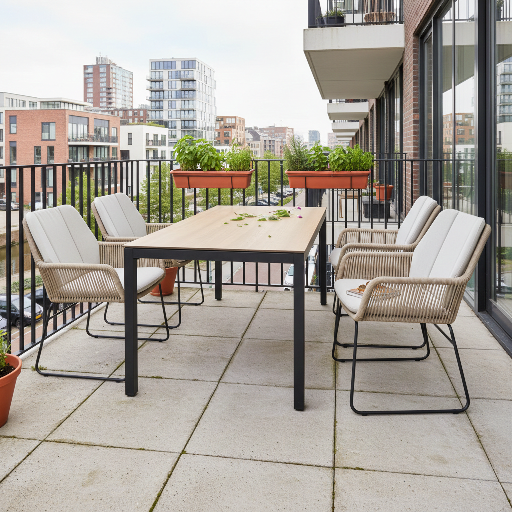 Hamilton Bay Outdoor Tierra-Hamilton Bay 5-piece dining set Jazz armchair and BRIGA table 160x90cm dark grey + HPL Bergamo