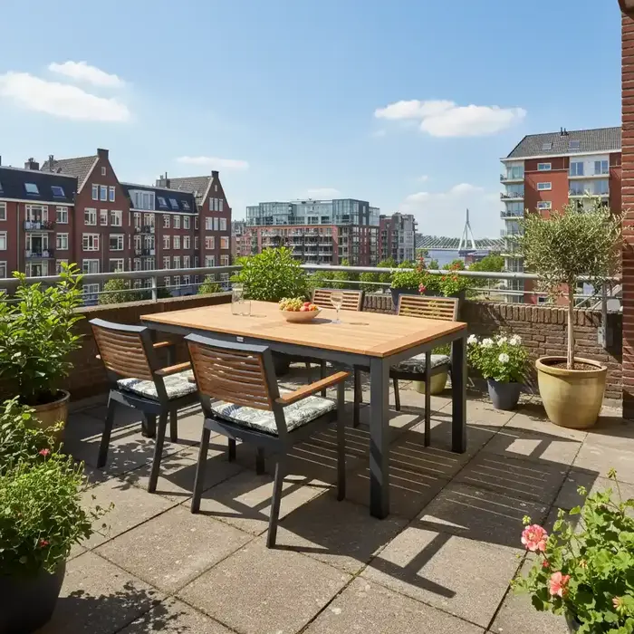 Hamilton Bay Outdoor Briga /York set 5-delig met 4 armstoelen Higold York en Briga tafel 180cm grijs-teak