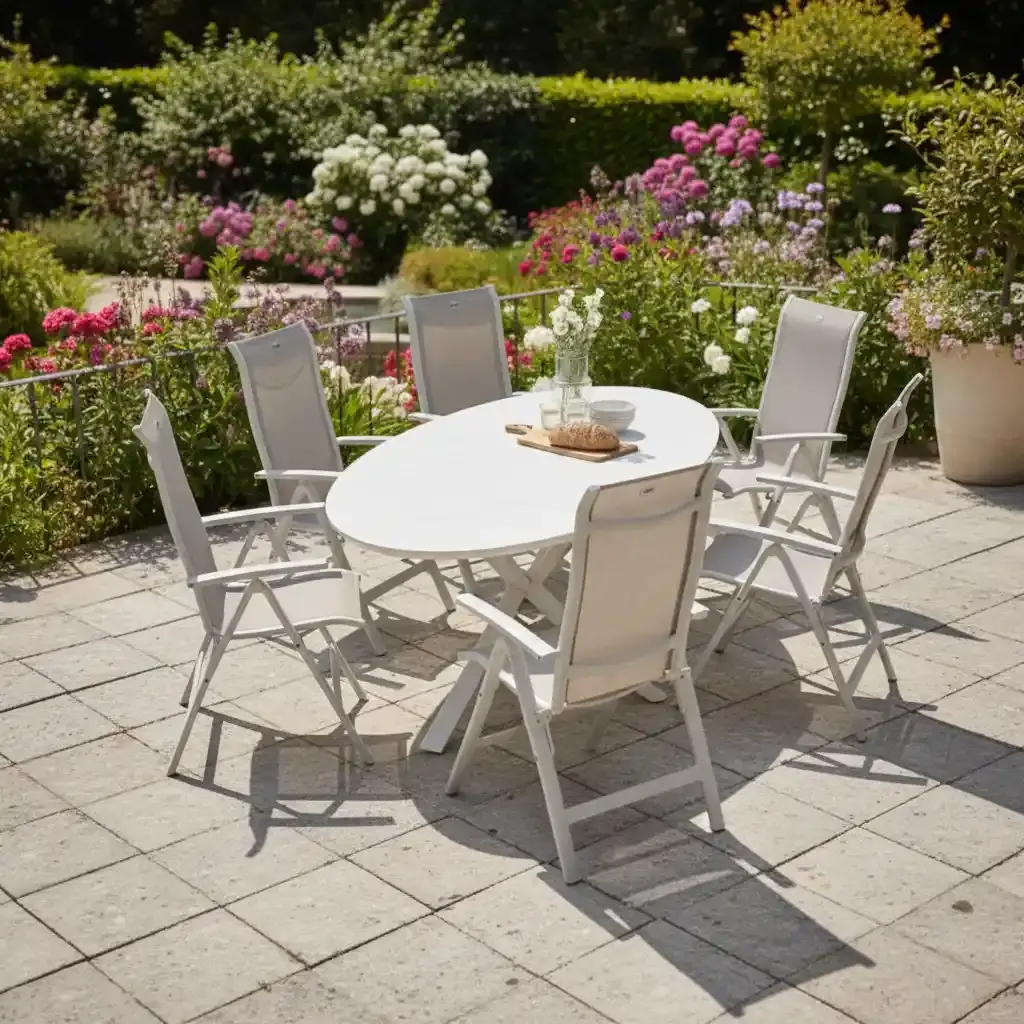 Hamilton Bay Outdoor Hartman 7-delig tuinset Alice recliner white - Xander oval table 220x120 ceramic top, white