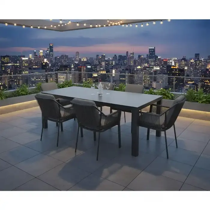 Hamilton Bay Outdoor Tierra Outdoor 7-piece garden set with 6x LIV GREY armchair and a BRIGA DEKTON KELYA table 240x100cm