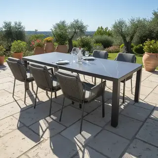 Hamilton Bay Outdoor Tierra Outdoor  7-piece garden set with 6x LIV GREY armchair and a BRIGA DEKTON KELYA table 240x100cm