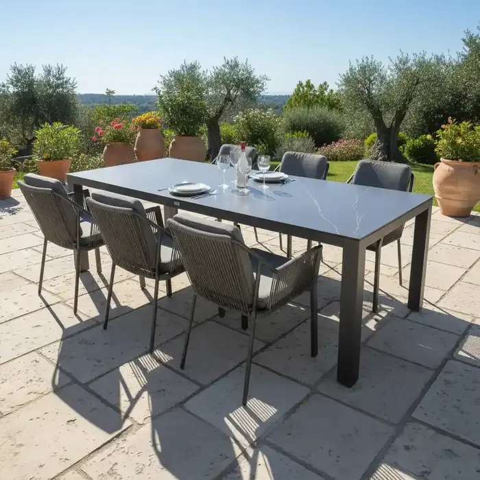 Hamilton Bay Outdoor Tierra Outdoor 7-piece garden set with 6x LIV GREY armchair and a BRIGA DEKTON KELYA table 240x100cm