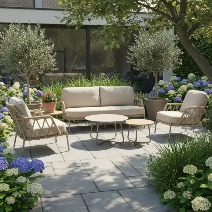 Callisto Callisto 5-delig Girona lounge sofa set - aluminium frame - rope - teakhout - color lcay - incl. cushions