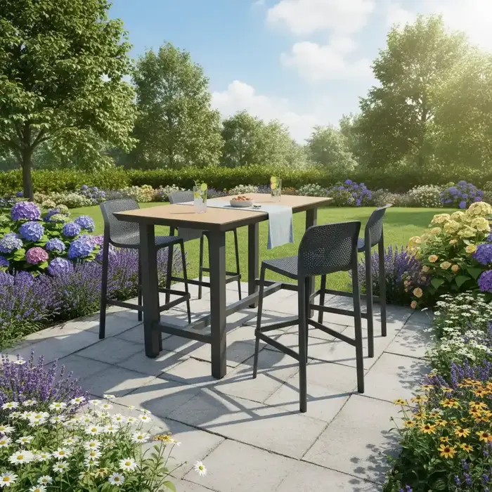 Tierra Outdoor Tierra Outdoor Bar Table 150x80cm  Grey -Bergamo Wood Trespa HPL - TO-8402