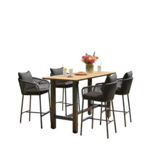 Tierra Outdoor Tierra Outdoor 5-delige barset  met fortaleza barstools - bartafel 150x80 met trespa Bergamo woodlook blad